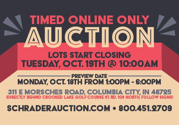 TIMED ONLINE ONLY - PERSONAL PROPERTY AUCTION - WHITLEY COUNTY, INDIANA