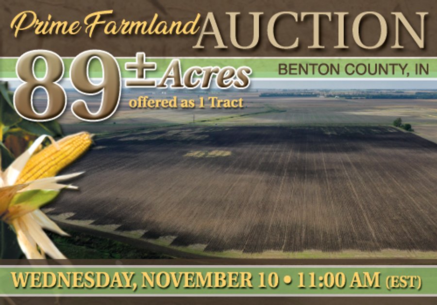 LAND AUCTION - 89+/- ACRES OFFERED IN 1 TRACT IN BENTON COUNTY, INDIANA