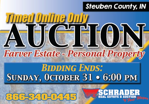TIMED ONLINE ONLY PERSONAL PROPERTY AUCTION - STEUBEN COUNTY, INDIANA