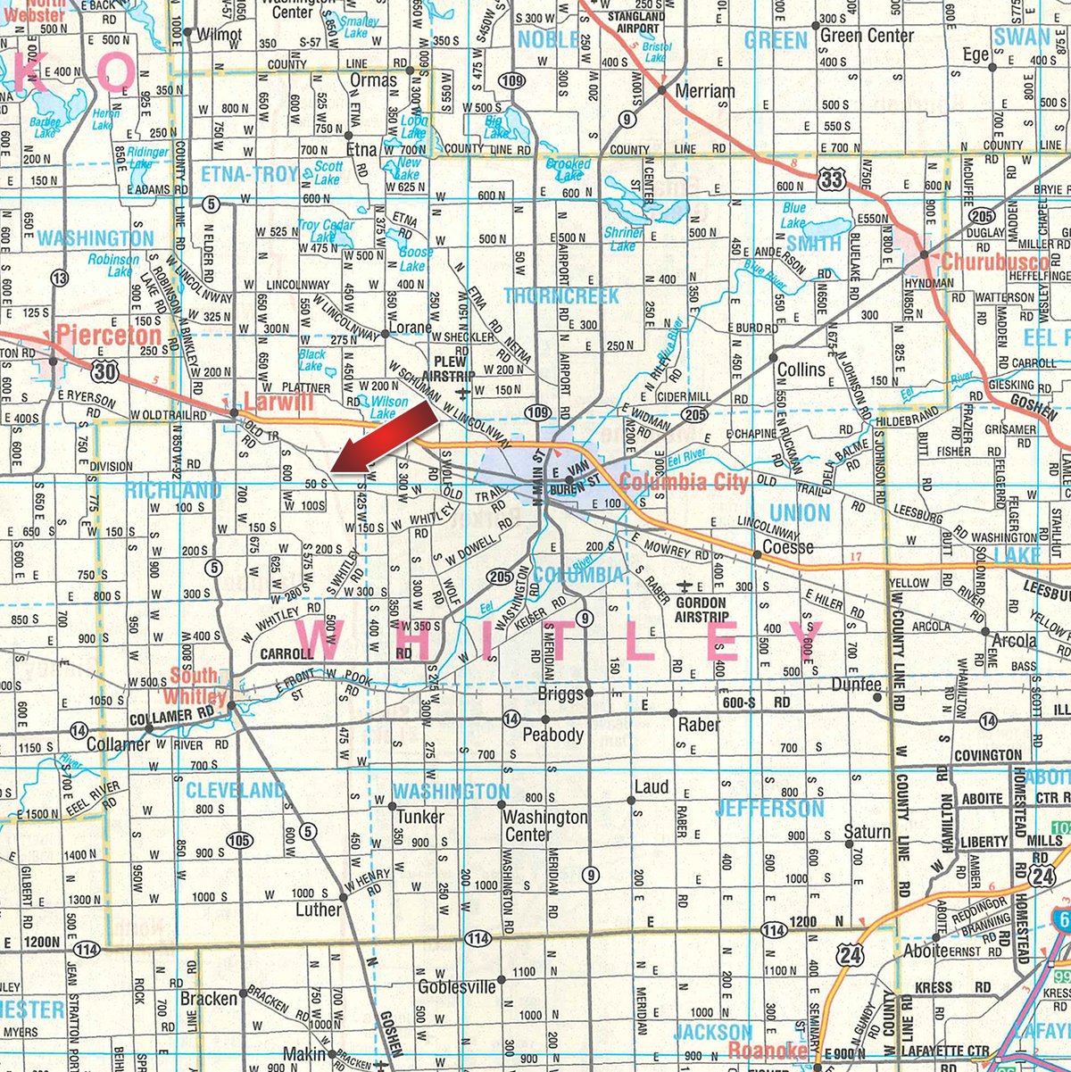 Area map - TIMED ONLINE ONLY - PERSONAL PROPERTY AUCTION IN WHITLEY COUNTY, INDIANA