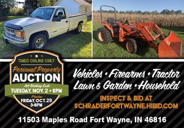 TIMED ONLINE ONLY - PERSONAL PROPERTY AUCTION IN ALLEN COUNTY, INDIANA