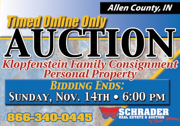 TIMED ONLINE ONLY - PERSONAL PROPERTY AUCTION - ALLEN COUNTY, INDIANA
