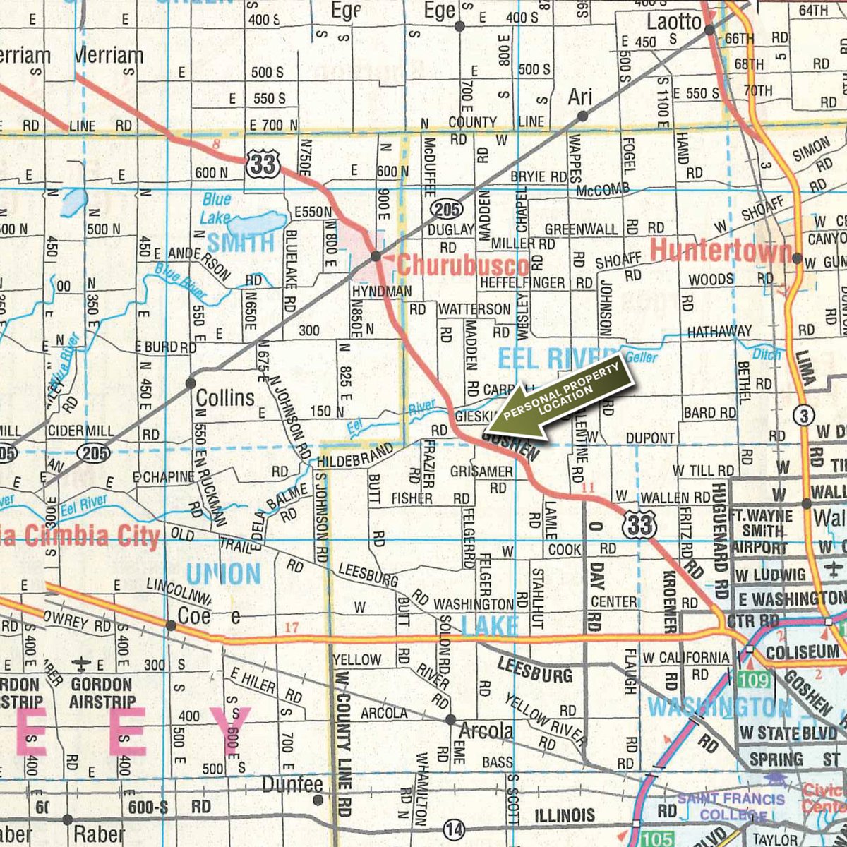 Area map - TIMED ONLINE ONLY - PERSONAL PROPERTY AUCTION - ALLEN COUNTY, INDIANA