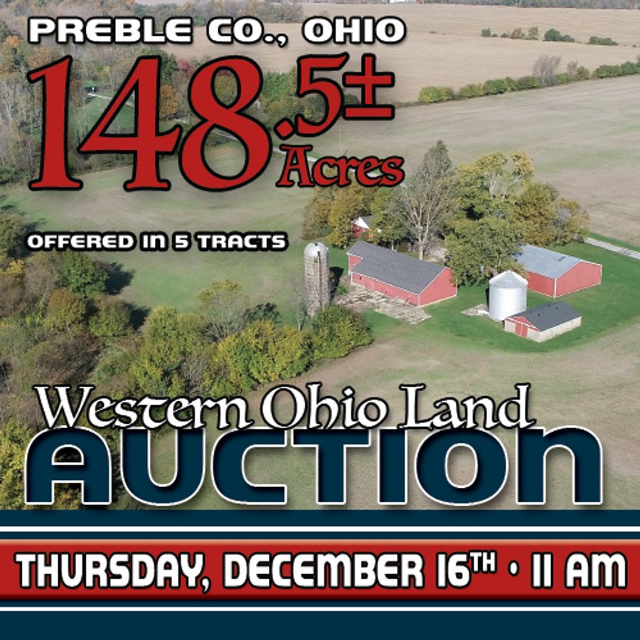 WESTERN OHIO LAND AUCTION - 148.5 +/- ACRES OFFERED IN 5 TRACTS IN EATON, OH