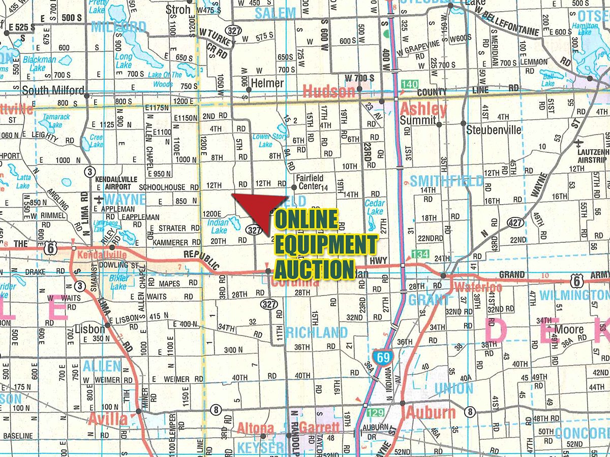 Area map - TIMED ONLINE ONLY - FARM EQUIPMENT AUCTION - DEKALB COUNTY, IN