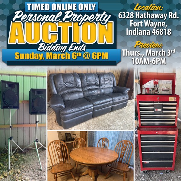 TIMED ONLINE PERSONAL PROPERTY AUCTION IN ALLEN COUNTY, IN