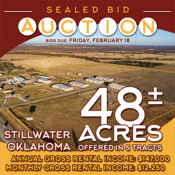 SEALED BID REAL ESTATE AUCTION - 48+/- ACRES OFFERED IN 5 TRACTS - STILLWATER, OKLAHOMA