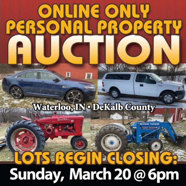 TIMED ONLINE ONLY PERSONAL PROPERTY AUCTION IN DEKALB COUNTY, IN