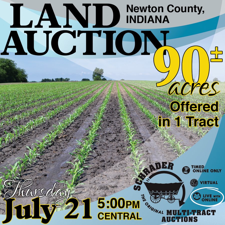 LAND AUCTION - 90+/- ACRES IN 1 TRACT IN NEWTON COUNTY, INDIANA