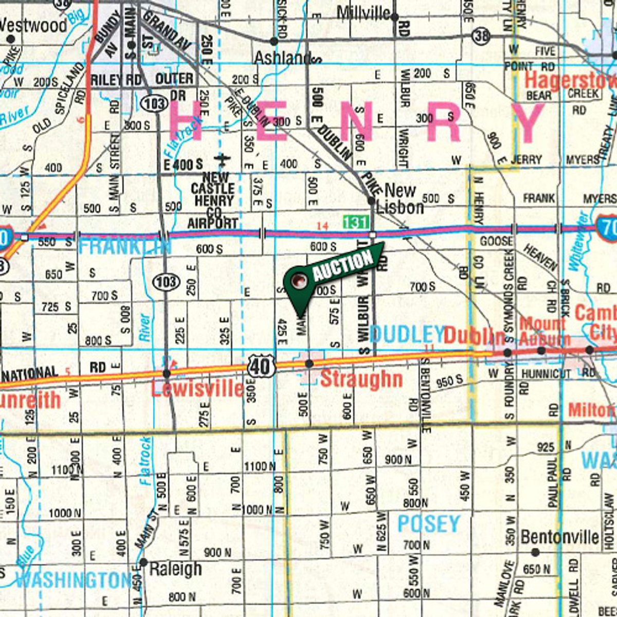 Area map - FARM EQUIPMENT AUCTION - STRAUGHN, INDIANA
