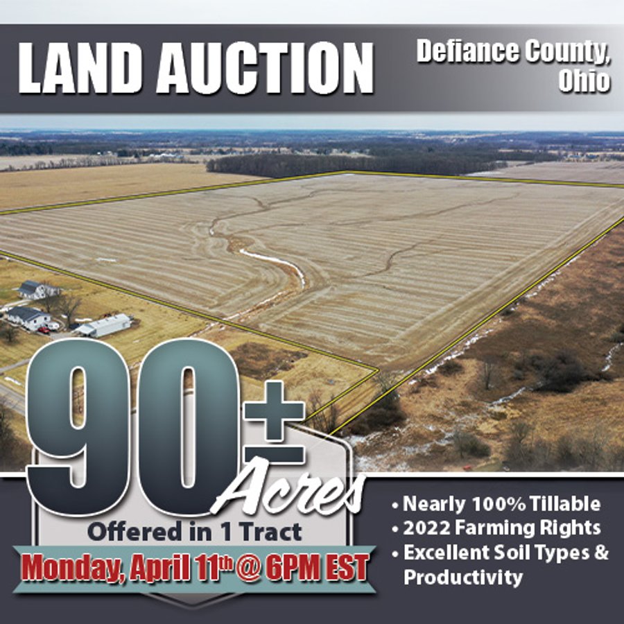 LAND AUCTION - 90+/- ACRES - DEFIANCE COUNTY, OH