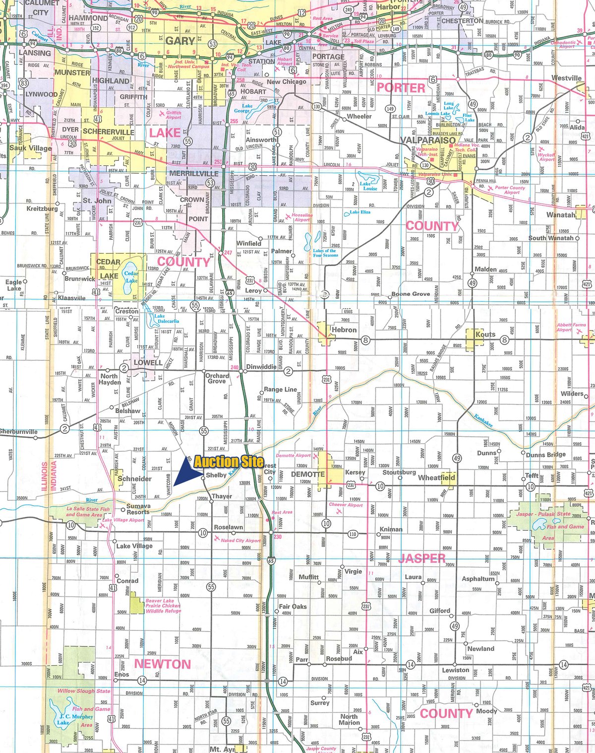 Area map - ABSOLUTE FARM EQUIPMENT AUCTION IN LAKE COUNTY, IN
