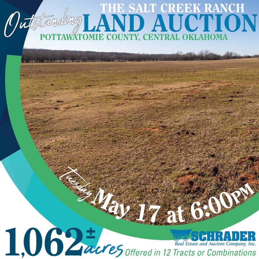OUTSTANDING LAND AUCTION 1,062+/- ACRES OFFERED IN 12 TRACTS OR IN COMBINATION IN POTTAWATOMIE, OK