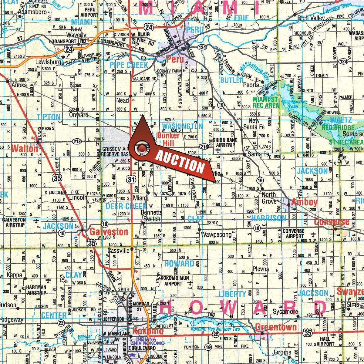 Area map - VIRTUAL/ONLINE FARM EQUIPMENT AUCTION IN PERU INDIANA