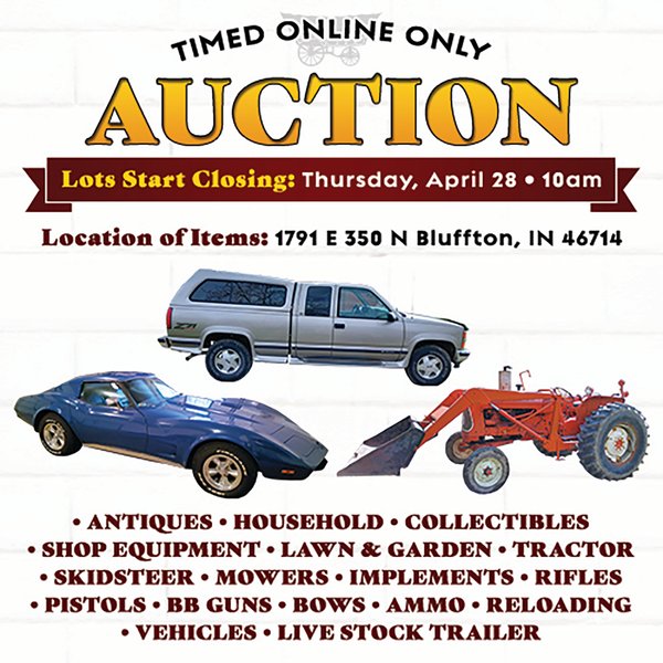 TIMED ONLINE ONLY AUCTION IN WELLS COUNTY IN