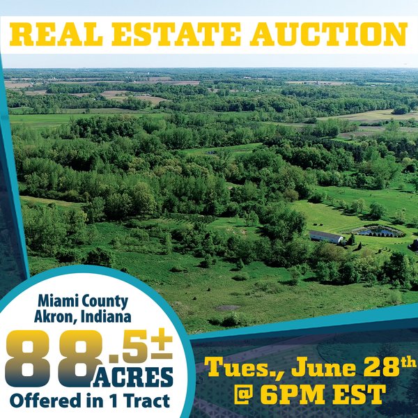 REAL ESTATE AUCTION 88.5+/- ACRES OFFERED IN 1 TRACT IN MIAMI COUNTY, IN