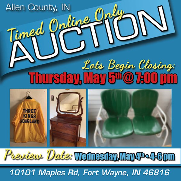 TIMED ONLINE ONLY AUCTION IN ALLEN COUNTY, IN