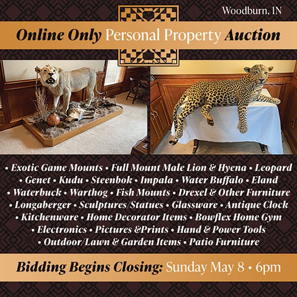 ONLINE ONLY PERSONAL PROPERTY AUCTION IN ALLEN COUNTY, IN