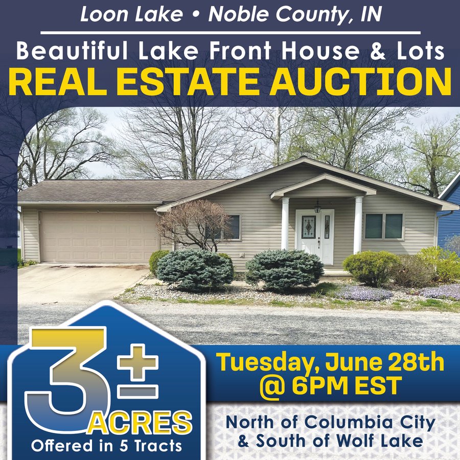REAL ESTATE AUCTION 3+/- ACRES OFFERED IN 5 TRACTS IN NOBLE COUNTY, IN