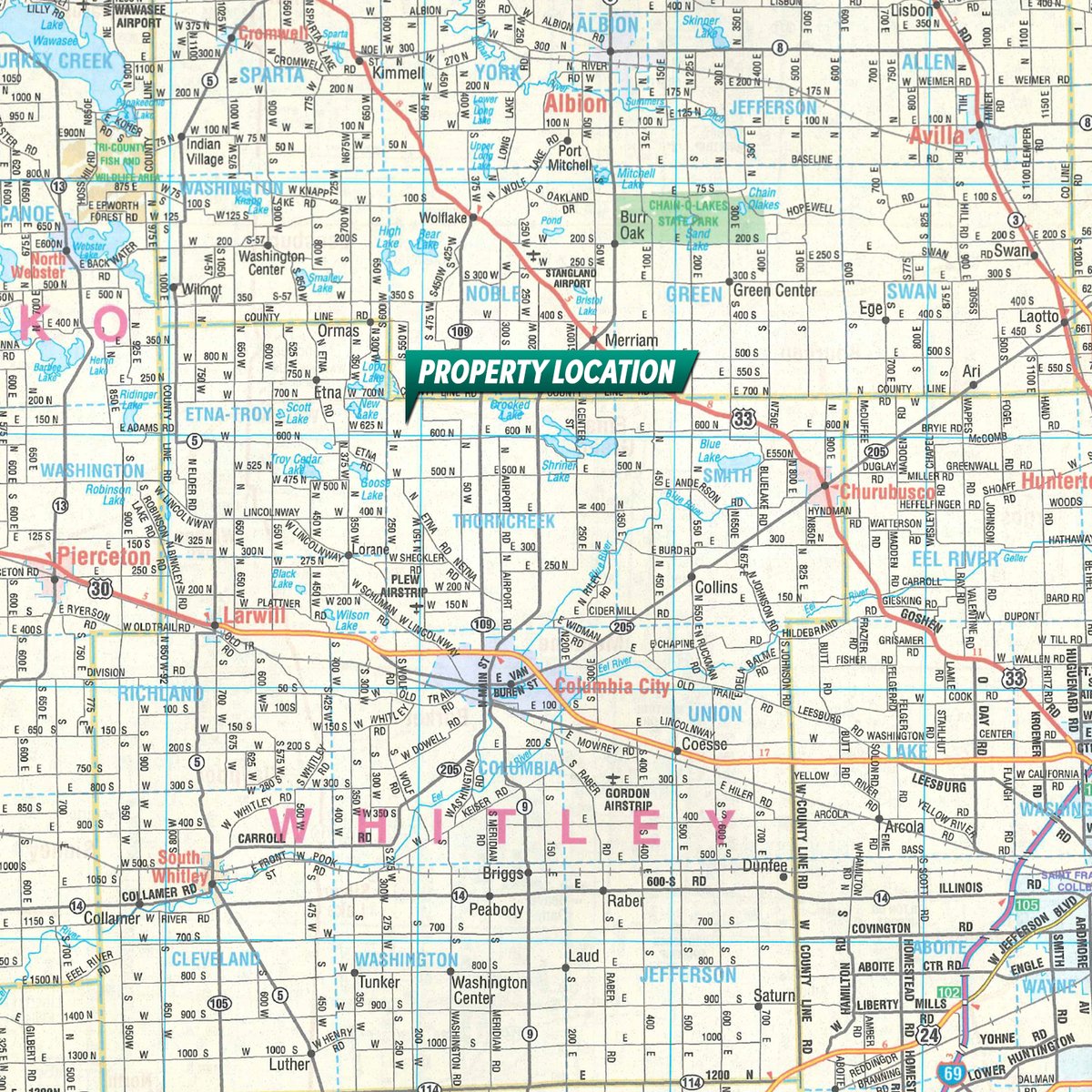 Area map - TIMED ONLINE ONLY REAL ESTATE AUCTION 1.84 +/- ACRES OFFERED IN 1 TRACT IN WHITLEY COUNTY, IN