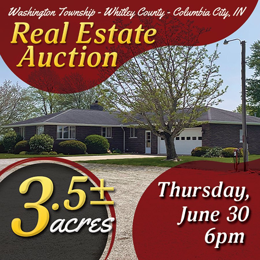 REAL ESTATE AUCTION 3.5+/- ACRES OFFERED IN 1 TRACT IN WHITLEY COUNTY, IN