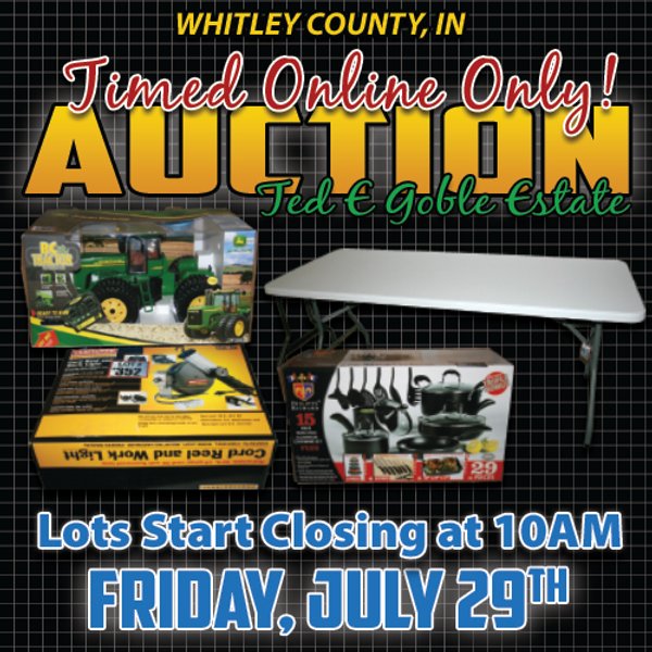 TIMED ONLINE ONLY AUCTION - PERSONAL PROPERTY - WHITLEY COUNTY, IN