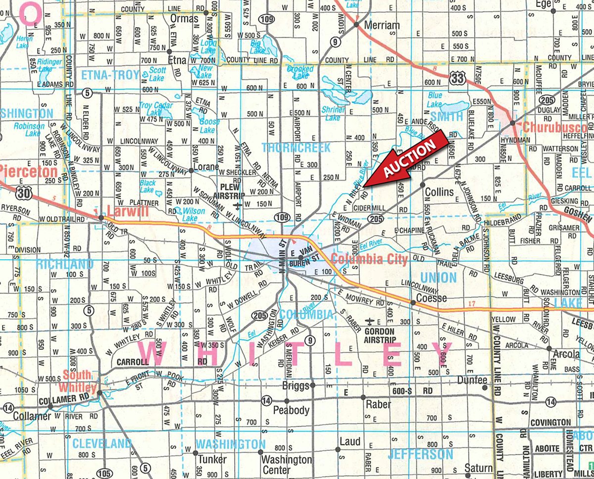 Area map - TIMED ONLINE ONLY AUCTION IN WHITLEY COUNTY, IN