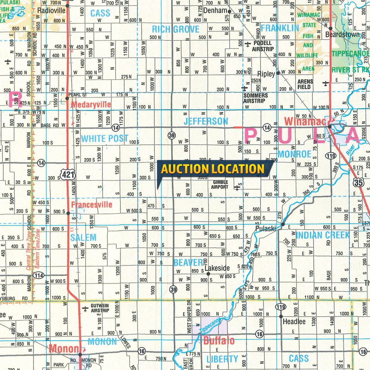 Area map - FARM EQUIPMENT AUCTION IN PULASKI COUNTY, IN