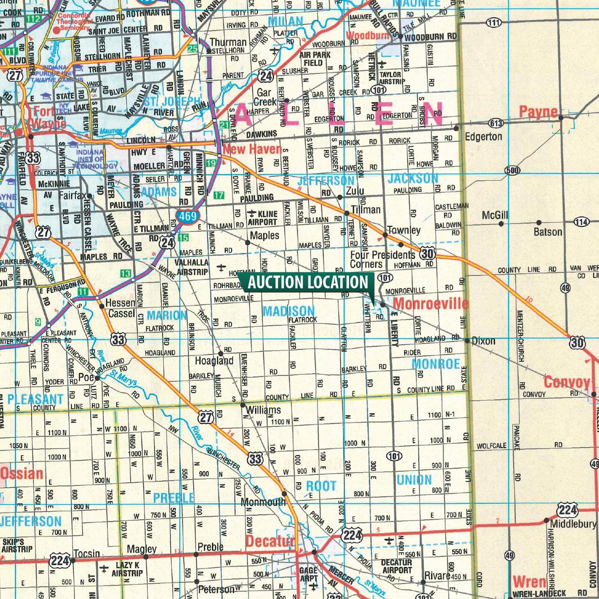 Area map - TIMED ONLINE ONLY PERSONAL PROPERTY AUCTION IN ALLEN COUNTY, INDIANA
