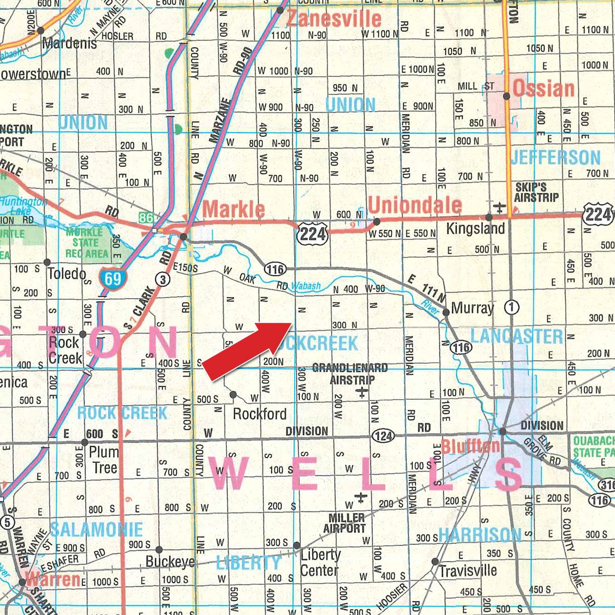 Area map - FARM EQUIPMENT AUCTION IN WELLS COUNTY, IN