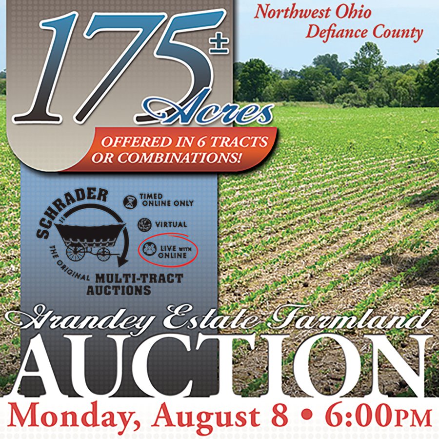 FARMLAND AUCTION 175+/- ACRES OFFERED IN 6 TRACTS IN DEFIANCE COUNTY, OH