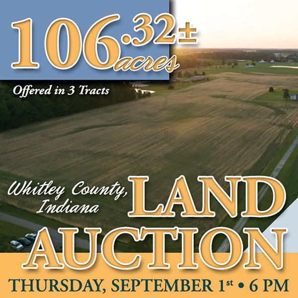 AUCTION CANCELLED - SOLD PRIOR TO AUCTION | LAND AUCTION 106.32+/- ACRES OFFERED IN 3 TRACTS IN WHITLEY COUNTY, IN