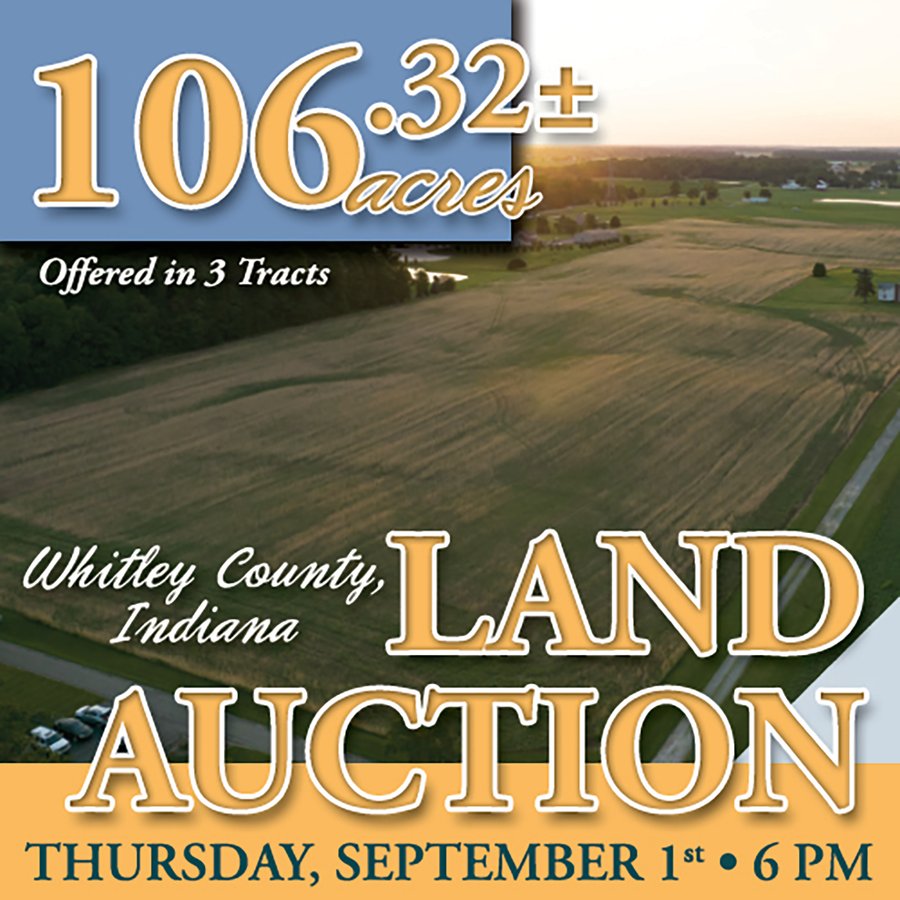 AUCTION CANCELLED - SOLD PRIOR TO AUCTION | LAND AUCTION 106.32+/- ACRES OFFERED IN 3 TRACTS IN WHITLEY COUNTY, IN