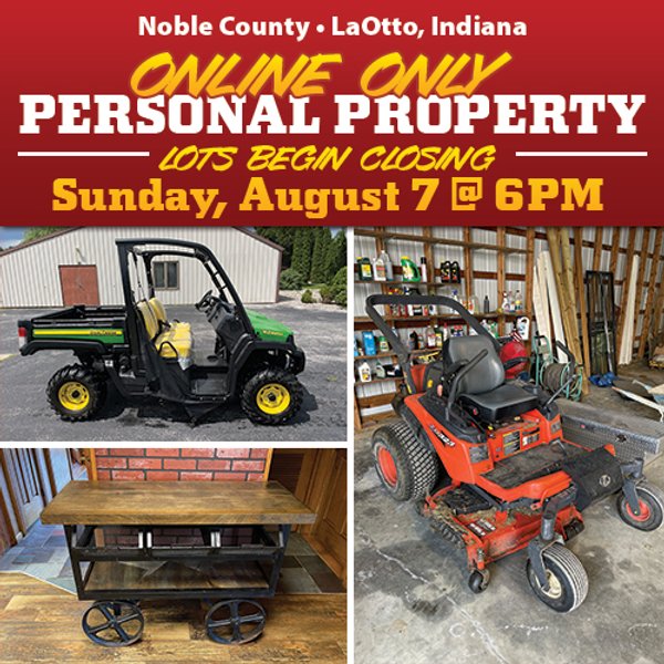 ONLINE ONLY - PERSONAL PROPERTY AUCTION - NOBLE COUNTY, IN
