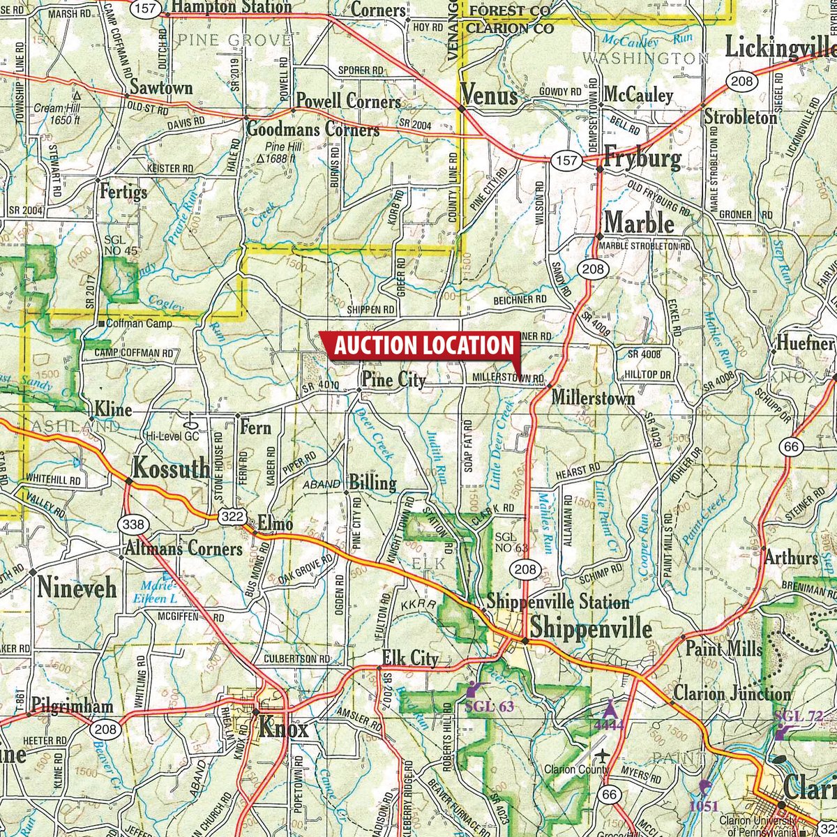 Area map - FARM EQUIPMENT AUCTION IN CLARION COUNTY, PA