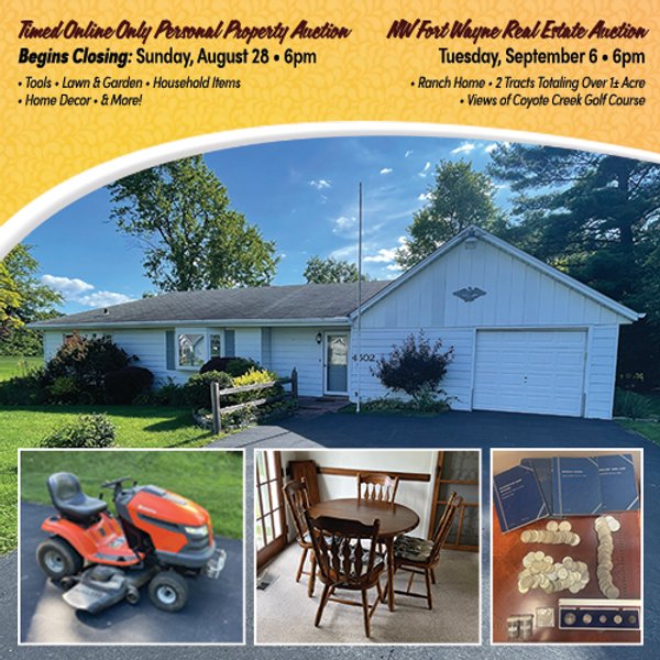 TIMED ONLINE ONLY PERSONAL PROPERTY AUCTION IN ALLEN COUNTY, INDIANA
