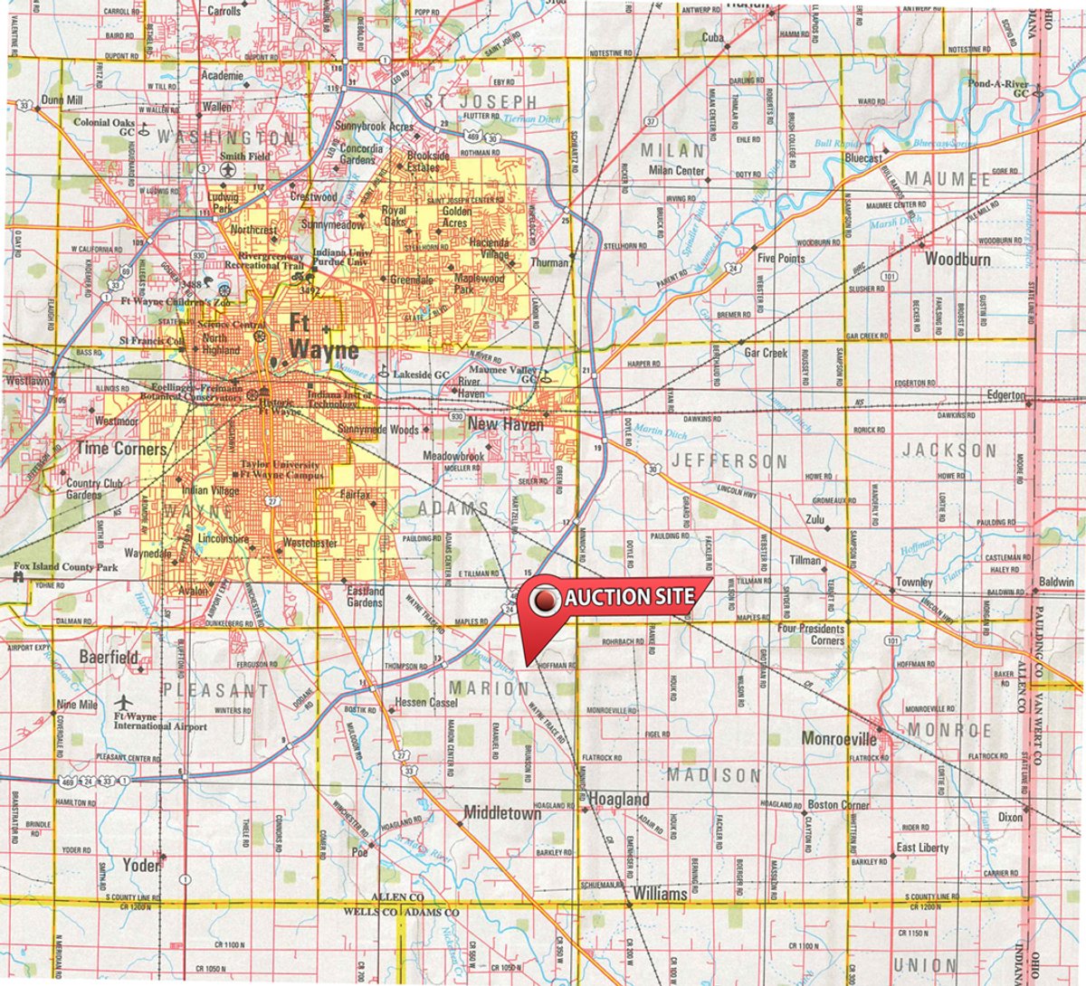 Area map - FARM EQUIPMENT AUCTION IN ALLEN COUNTY, INDIANA