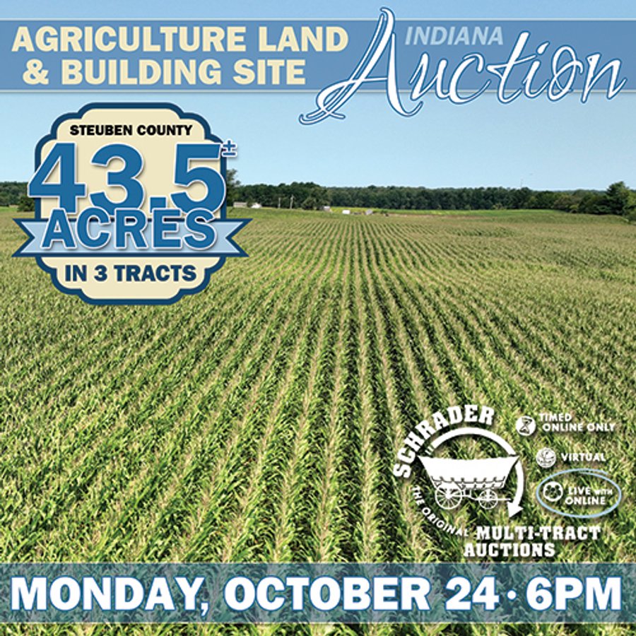 LAND AUCTION - 43.5+/- ACRES OFFERED IN 3 TRACTS IN STEUBEN COUNTY, IN