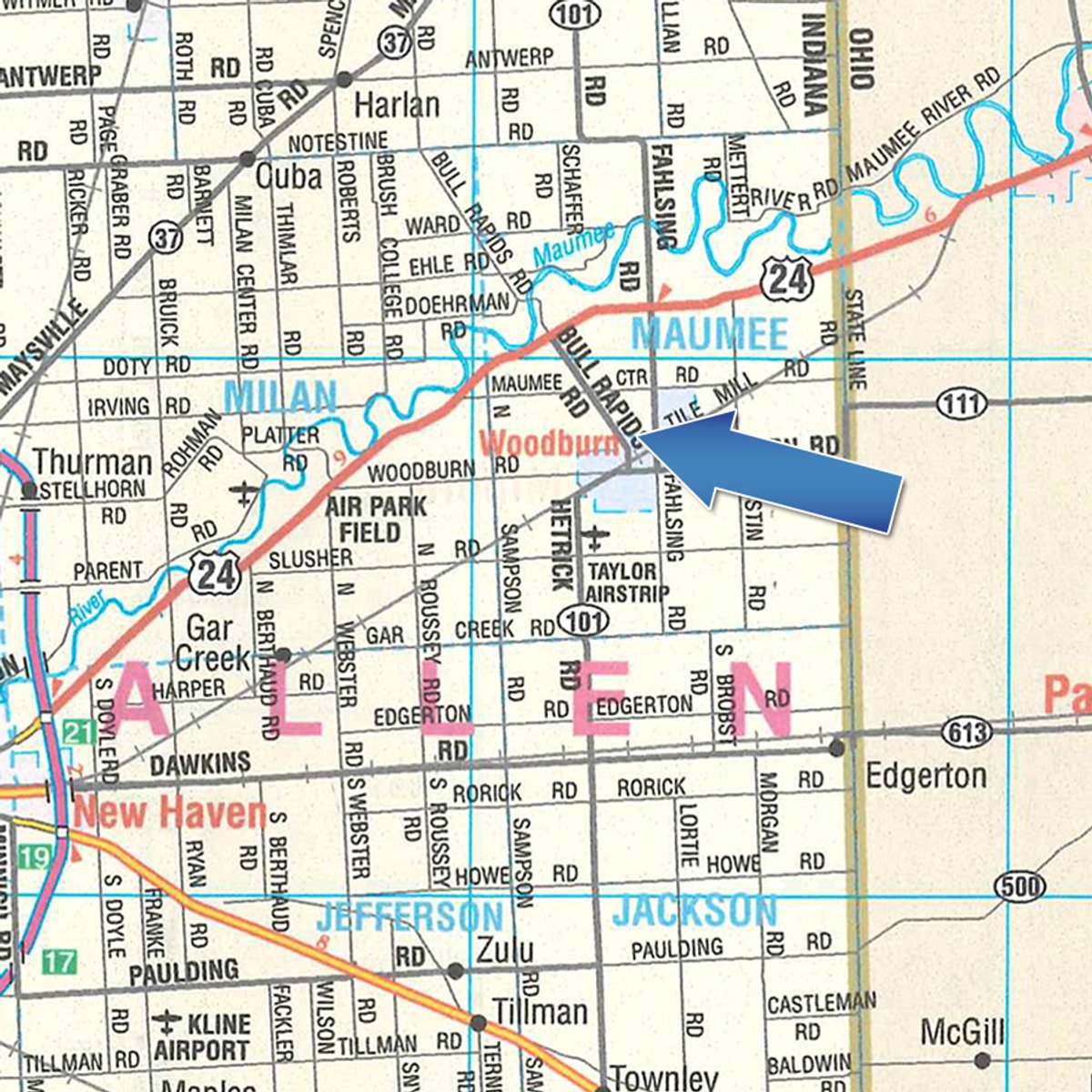 Area map - TIMED ONLINE ONLY PERSONAL PROPERTY AUCTION - WOODBURN, INDIANA