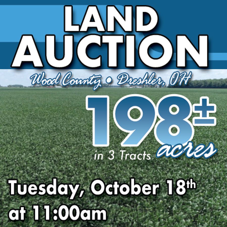 LAND AUCTION - 198+/- ACRES OFFERED IN 3 TRACTS IN WOOD COUNTY, OHIO