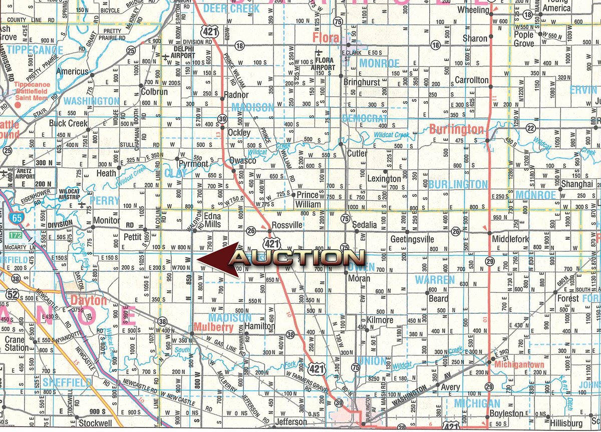 Area map - FARM EQUIPMENT AUCTION IN CLINTON COUNTY, INDIANA