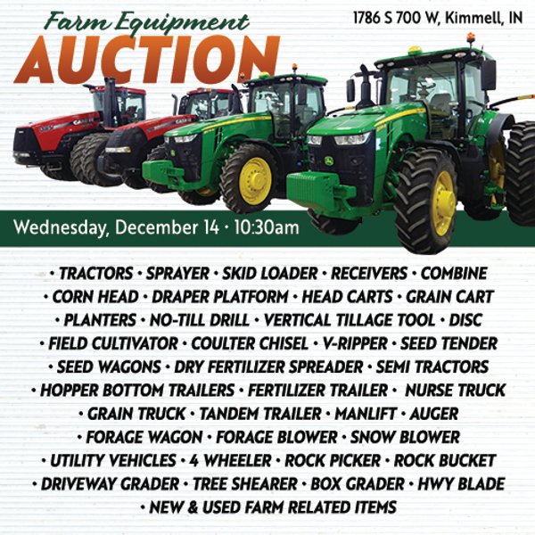 FARM EQUIPMENT AUCTION IN NOBLE COUNTY, INDIANA