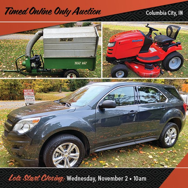TIMED ONLINE ONLY PERSONAL PROPERTY AUCTION IN WHITLEY COUNTY, INDIANA