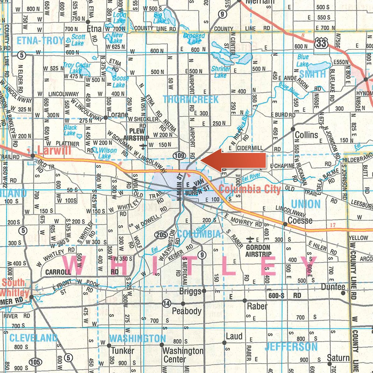 Area map - TIMED ONLINE ONLY PERSONAL PROPERTY AUCTION IN WHITLEY COUNTY, INDIANA