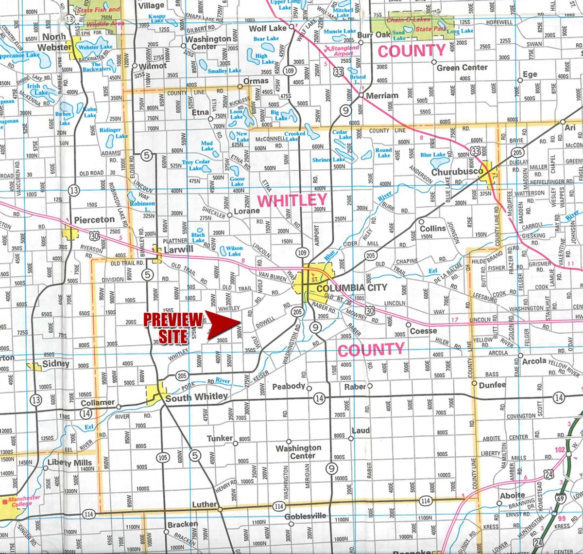 Area map - TIMED ONLINE ONLY PERSONAL PROPERTY AUCTION IN WHITLEY COUNTY, INDIANA