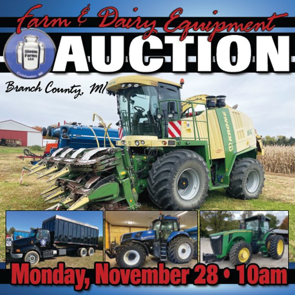 FARM & DAIRY EQUIPMENT AUCTION IN BRANCH COUNTY, MICHIGAN