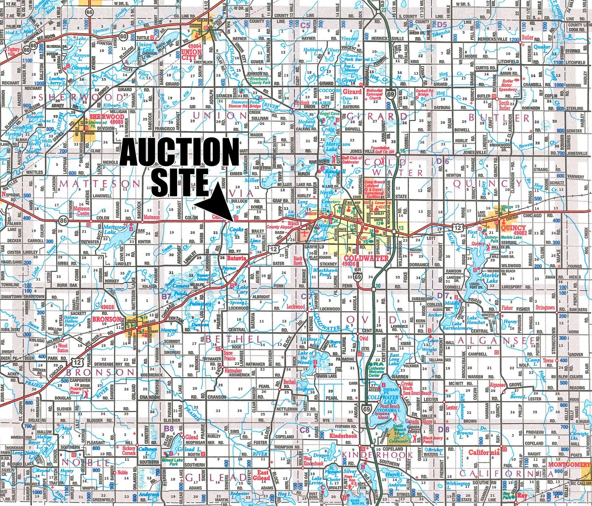Area map - FARM & DAIRY EQUIPMENT AUCTION IN BRANCH COUNTY, MICHIGAN