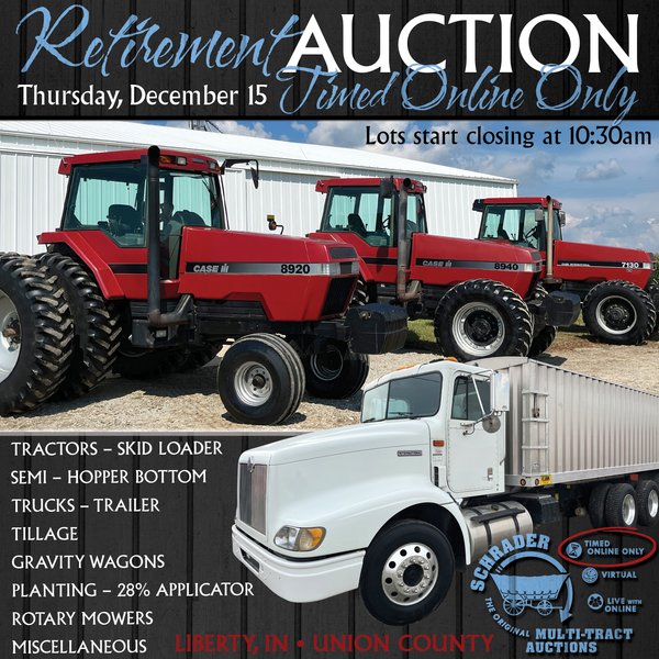 TIMED ONLINE ONLY RETIREMENT FARM EQUIPMENT AUCTION IN UNION COUNTY, INDIANA