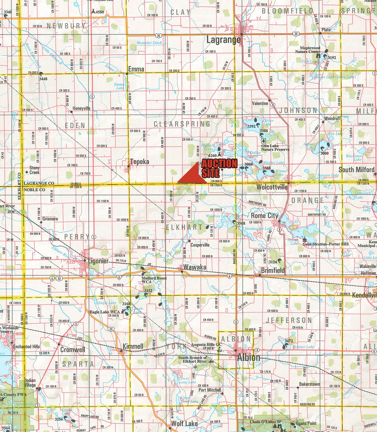 Area map - FARM EQUIPMENT RETIREMENT AUCTION IN LAGRANGE COUNTY, INDIANA