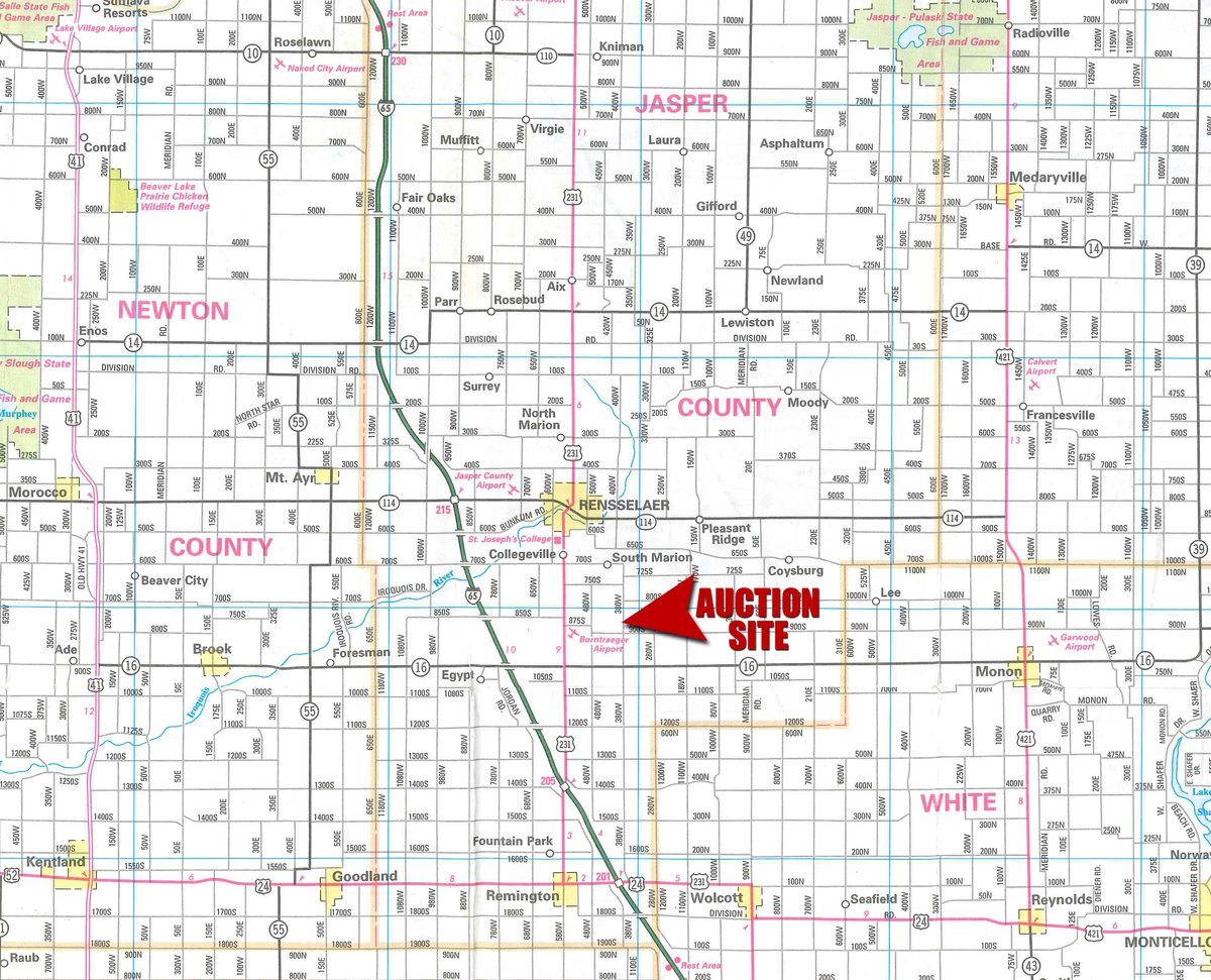 Area map - FARM EQUIPMENT AUCTION IN JASPER COUNTY, INDIANA